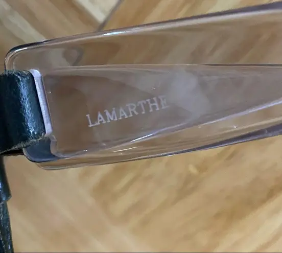 LAMARTHE Black Leather Clear Acrylic Handle HandBag Shoulder Bag