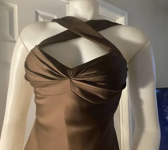 Calvin Klein Brown Satin Gown Dress Maxi 4