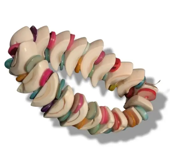 Funky Multicolored Ceramic Button Bracelet Multiple