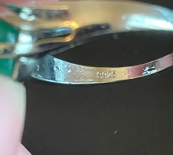 Green jade stone S925 silver ring size 10.5