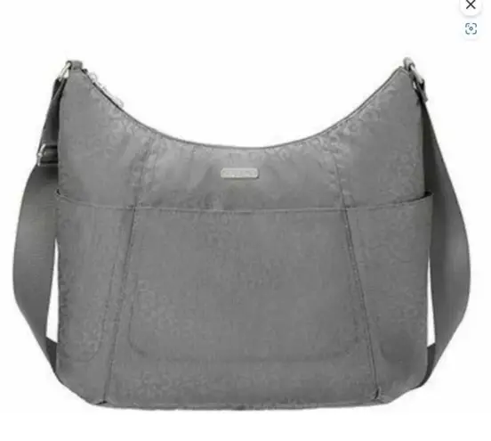 Baggallini Nylon Hobo Bag - Attaches to Suitcase with zipper Gray Cheetah Print