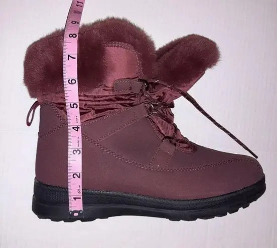 Floopi Faux Fur Boots Burgundy Lace