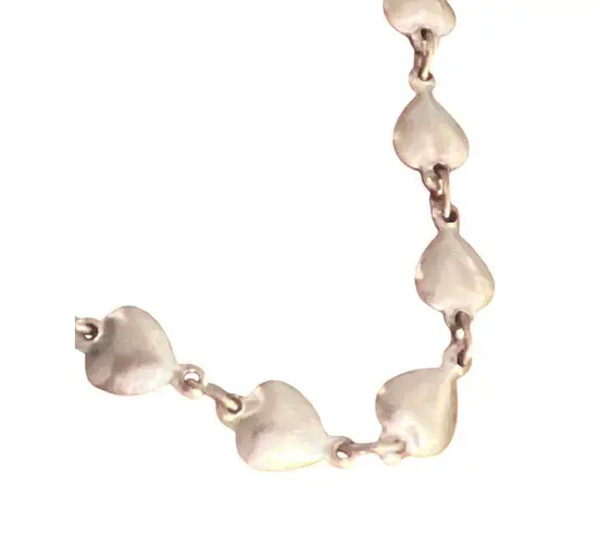 Vintage Silver Tone Bracelet Heart Links Dainty Spring Ring Clasp Estate 6.75"
