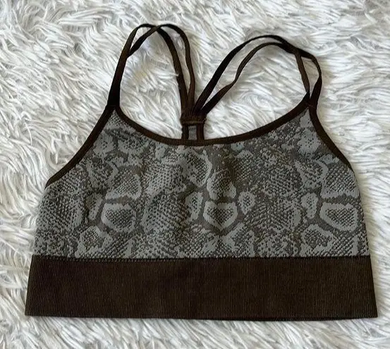 Spiritual Gangster  Yoga Sports bra brown snakeskin pattern size XS/S NWOT