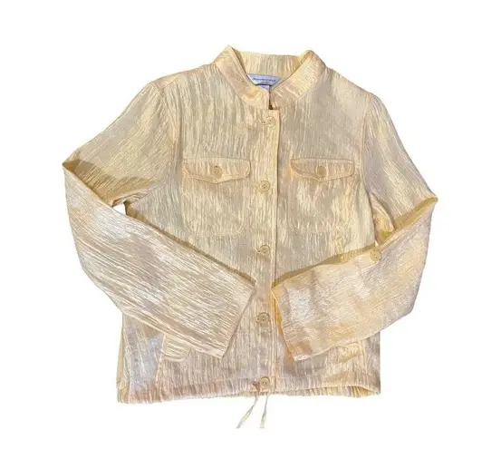 Christopher & Banks Textured Utility Jacket Womens Medium Lightweight Yellow