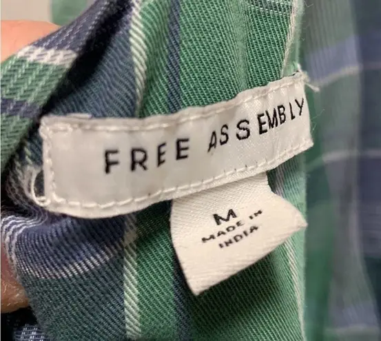 Free Assembly Blue & Green Checkered Sundress with Adjustable Spaghetti Straps Size M