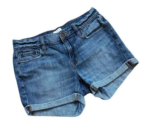 Womens J Crew Merrill Mid Rise Medium Wash Cuffed Denim Jean Shorts