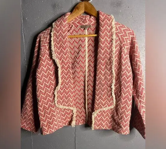 LILLA P Red Chevron Cotton Jacket. Size Small