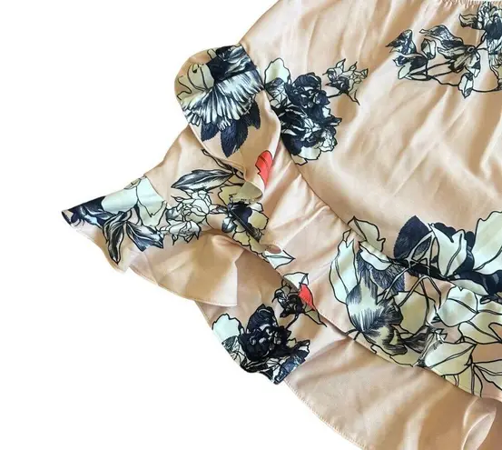 Morrisday The Label Floral Halter Dress Ruffle Low Back Size Medium Women's Pink