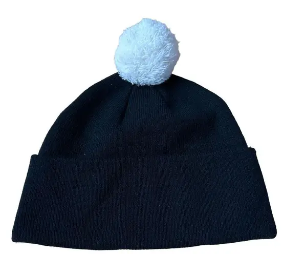 Kangol x H&M Beanie Pom Pom Black White Logo Knit Hat Ribbed Ski Cap