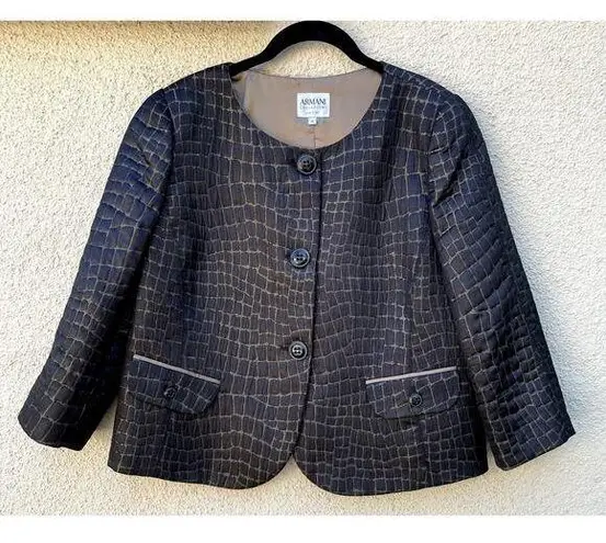 Armani Collezioni Quilted Alligator Print Cropped Jacket 12