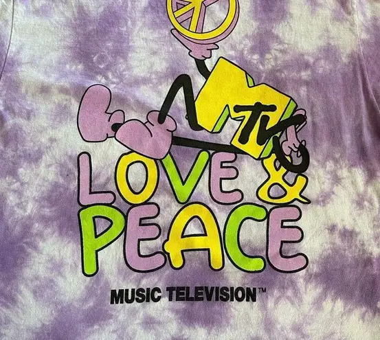 MTV Peace and Love Music Television Purple Tie dye t