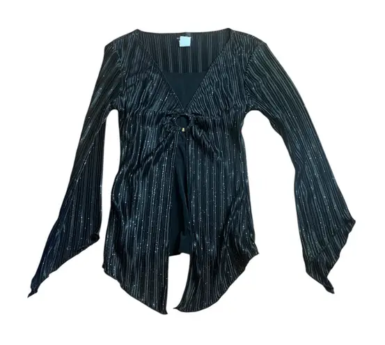 Brittany Black size small y2k boho witchy black whimis long sleeve shirt vintage