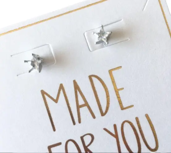 new Loren Olivia ✰ Crystal Star Stud Earrings ✰ Silver Tone Clear Crystals ✰