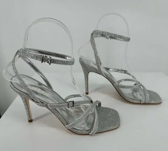 Aster Azores Silver Glitter Strappy Heeled Sandals size 6.5