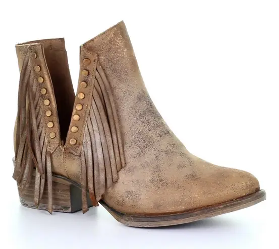 Circle G Corral by Studded Metallic Fringe Booties- Size 8.5