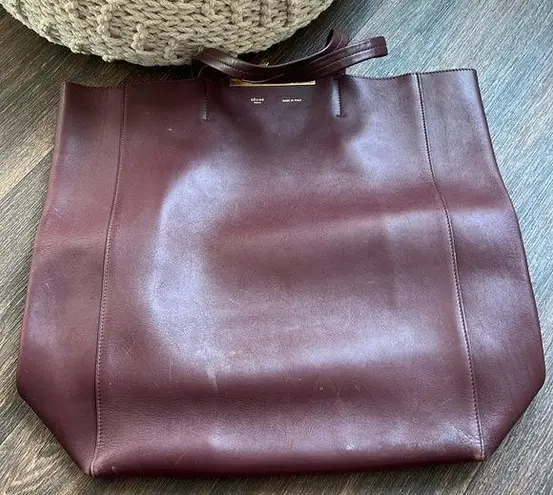 CELINE  tote bag horizontal cover wine red leather