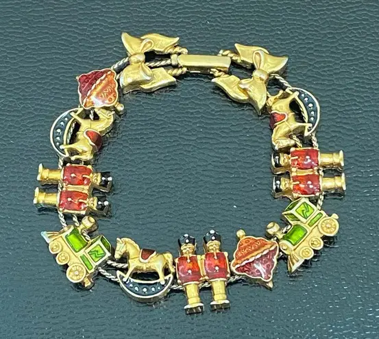Vintage AVON Nutcracker Train Christmas Theme Slider Bracelet