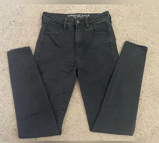 American Eagle  Outfitters Black Super High-Rise Distressed Jegging Skinny Jeans