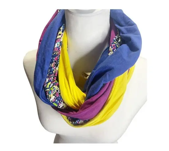Costa Rica Handmade Multicolor Floral Infinity Scarf Colorful Y2K Purple