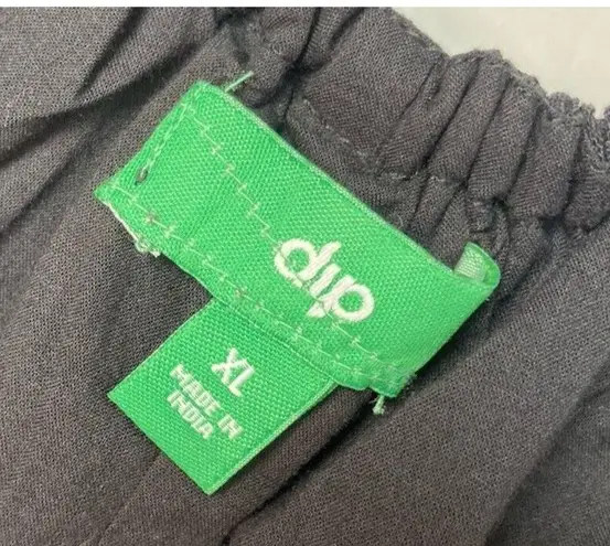 *New DIP Linen Blend Womens Sundress Womens XL Black Stripe Tiered Lined Dress