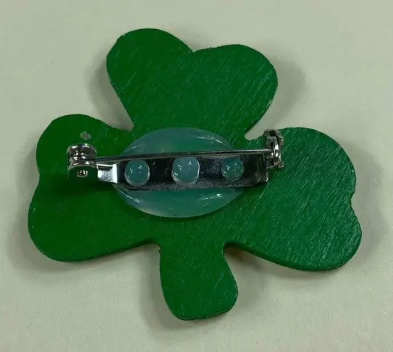 Shamrock Clover Pin Brooch St Patrick's Day March 17 Wood Green Unisex