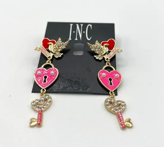 International Concepts Mixed Stone Charm Drop Earrings in Gold MSRP $30 NWT