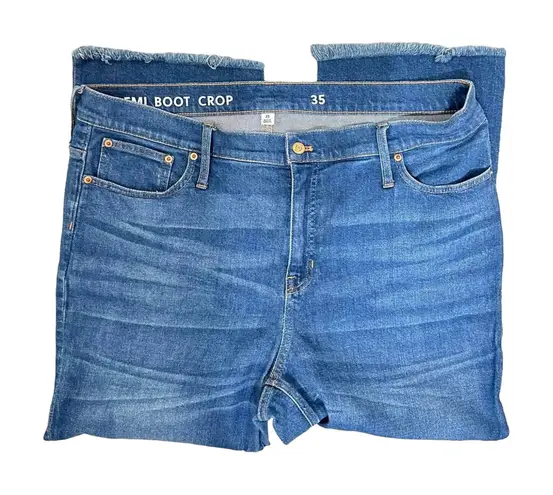 J.Crew  Womens Blue Demi-Boot Crop‎ Denim Jeans Raw Hem BA628 Mid-Rise Sz 35