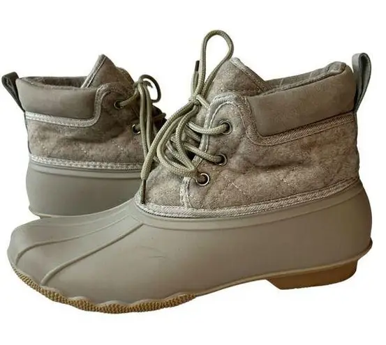 Gypsy Jazz Quack Duck Boots Womens 8 Cream Ankle Black Rubber Lace Up