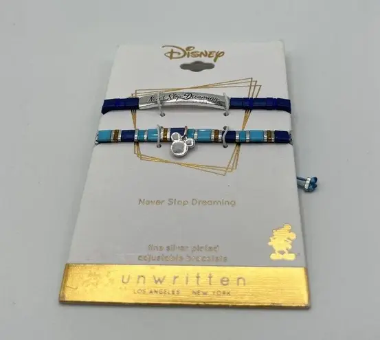 Unwritten Disney Mickey Adjustable Bracelet Duo Set in Blue MSRP $55 NWT