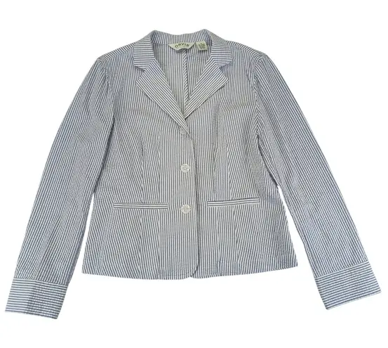 Orvis Seersucker Three-button Blazer Jacket Lightweight Cotton Stretch Womens 8