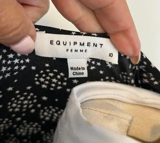 Equipment Silk Alexandria Star Print Black Dress