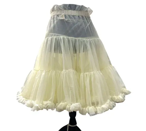 Malco Modes Butter Yellow Tiered Petticoat Ruffle Skirt Crinoline Large