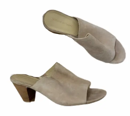 Adrienne Vittadini womens tan suade mules size 10M