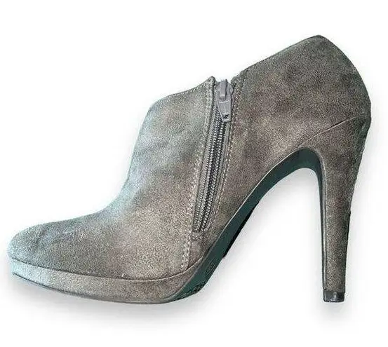 Merona Womens Ankle Booties Dress Shoes Faux Suede Stiletto High Heel Gray 8