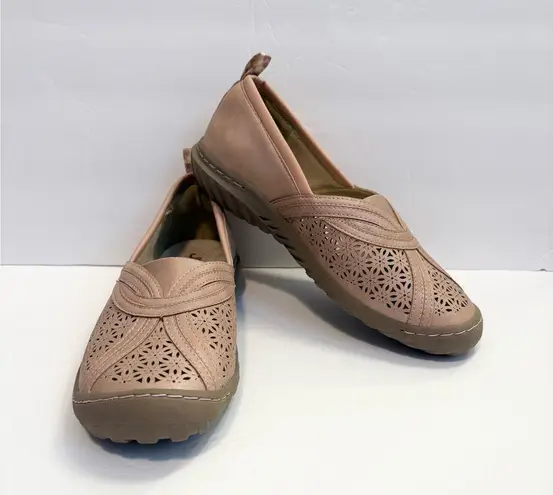 Jambu Florida Leather Slip-On Loafer Flats Perforated Floral Pink Sparkle JBU