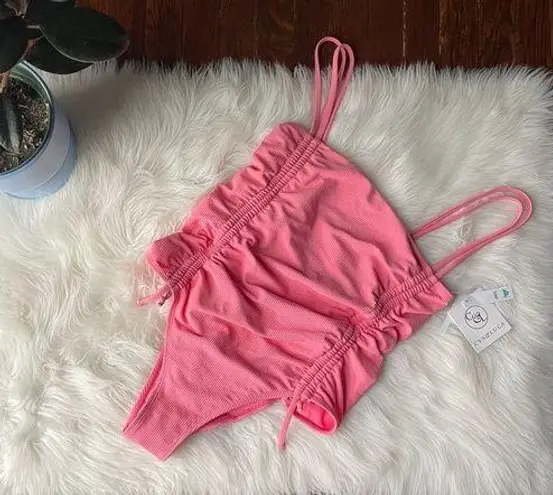 Cyn & Luca Square Neck Swimsuit Pink Apricot NWT Size M