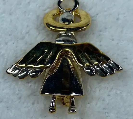 Angel with Wings and Halo Pin Brooch Pendant Silver and Gold Tone Metal