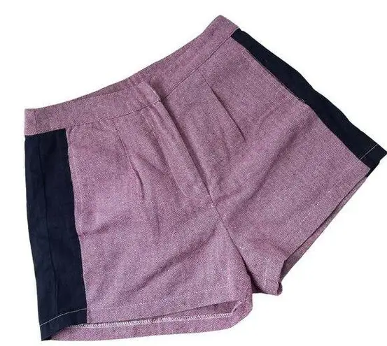 VALIJA Pleated Womens Shorts Sz Small ColorBlock Chevron High Rise 2" Red Preppy