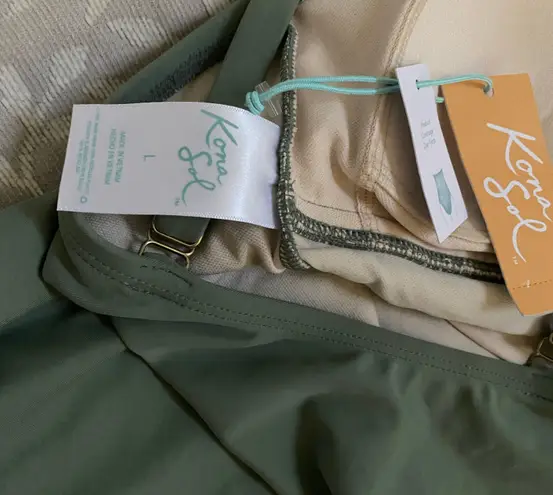 Kona Sol Women's Blanket Stitch High Leg Medium Coverage One Piece Swimsuit - ™