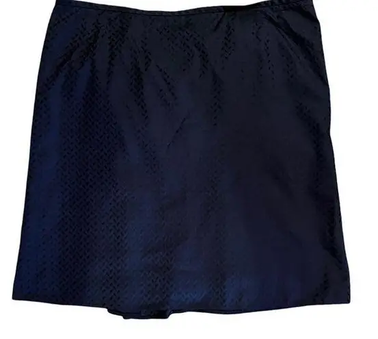 Armani Collezioni Silk Navy Skirt A-Line Straight Italy TG 52 US 16 Plus 90s Y2K