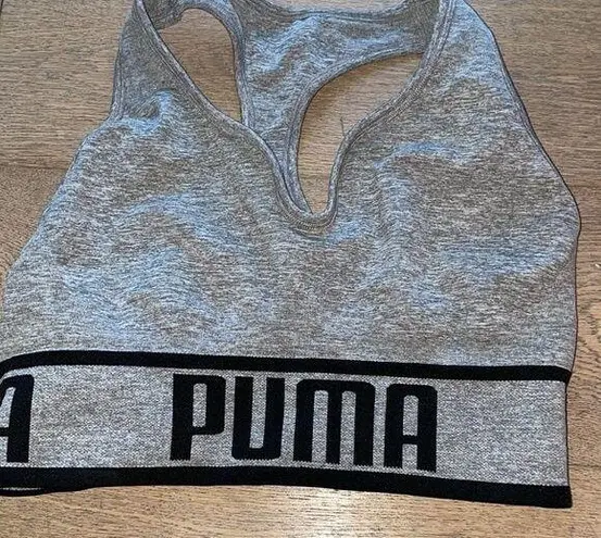 Puma  DOUBLE LAYER FULL SUPPORT SPORTS BRA SIZE M HEATHER GREY/BLACK