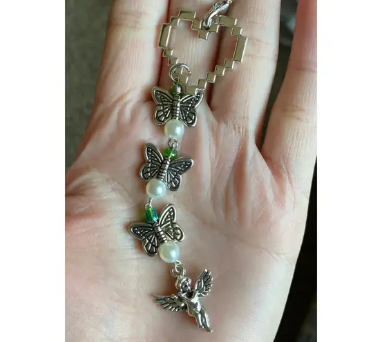 Handmade aesthetic Kawaii fairy vintage goth angel/cherub & butterflies phone strap/bag charm/keychain/display👼