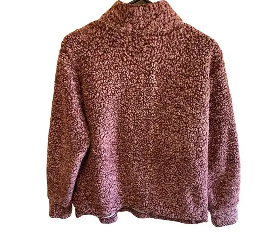Weatherproof Mauve Long Sleeve 1/4 Zip Mock Neck Lined Sherpa Pullover Size L