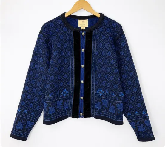 Dale Of Norway Cardigan Sweater Casual Faire Isle Nordic 100% Wool Size Medium Blue