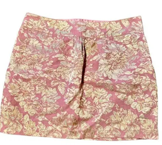 Twenty One Pink & Gold Metallic Embroidered Skirt
