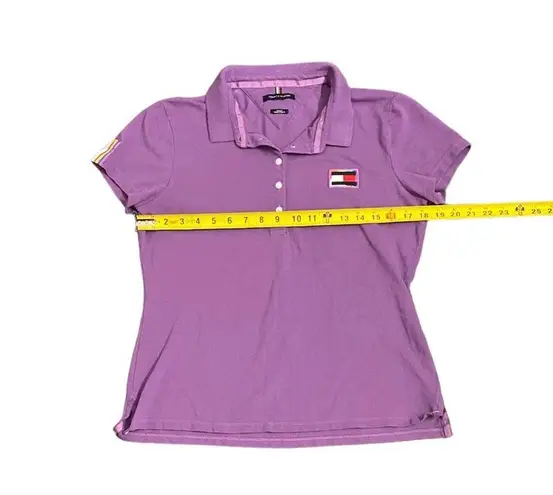 Tommy Hilfiger  Women M Slim Fit Stretch Pride Flag Polo Short Sleeve Purple Y2K