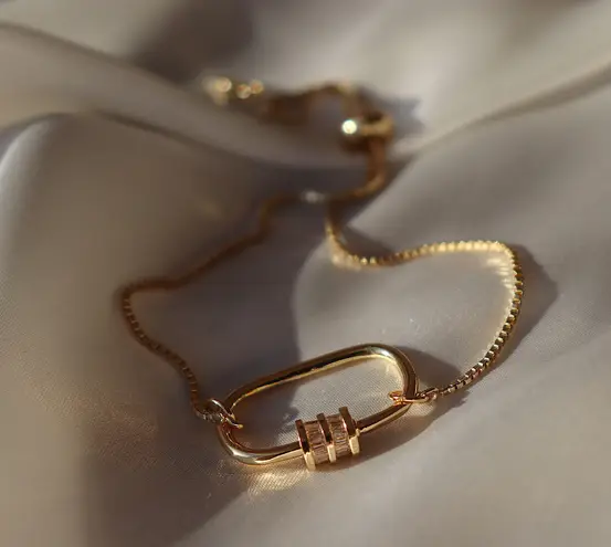 Boutique Gold Carabiner Slider Bracelet Adjustable