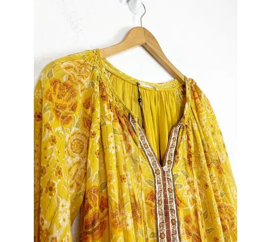 Spell & The Gypsy Mystic Tunic Mini Dress Sunflower Size XS Yellow Long Sleeve