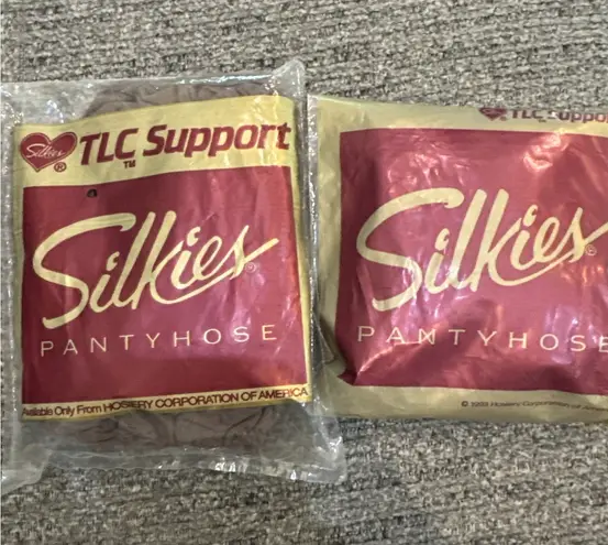 2 Pairs Silkies TLC Support Pantyhose X Tall Taupe USA Vintage 245/319